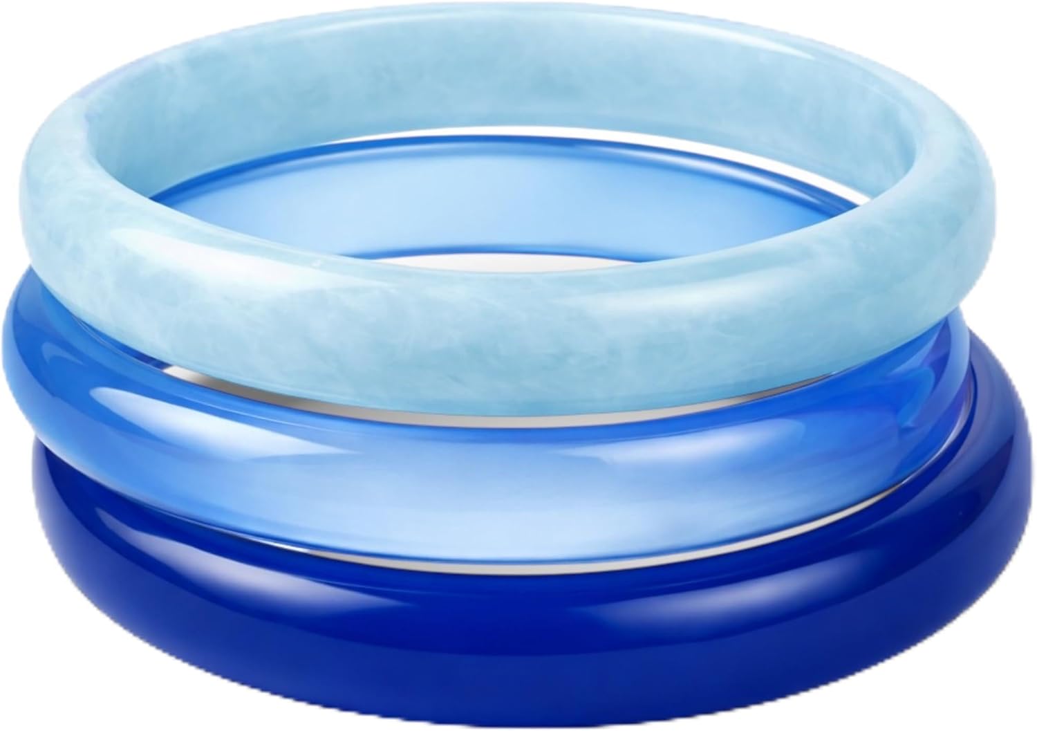 Wine Wear Resin Bracelets for Women – Blue Bangle Bracelet Set (3 Pack) – Stackable Chunky Acrylic Bangles