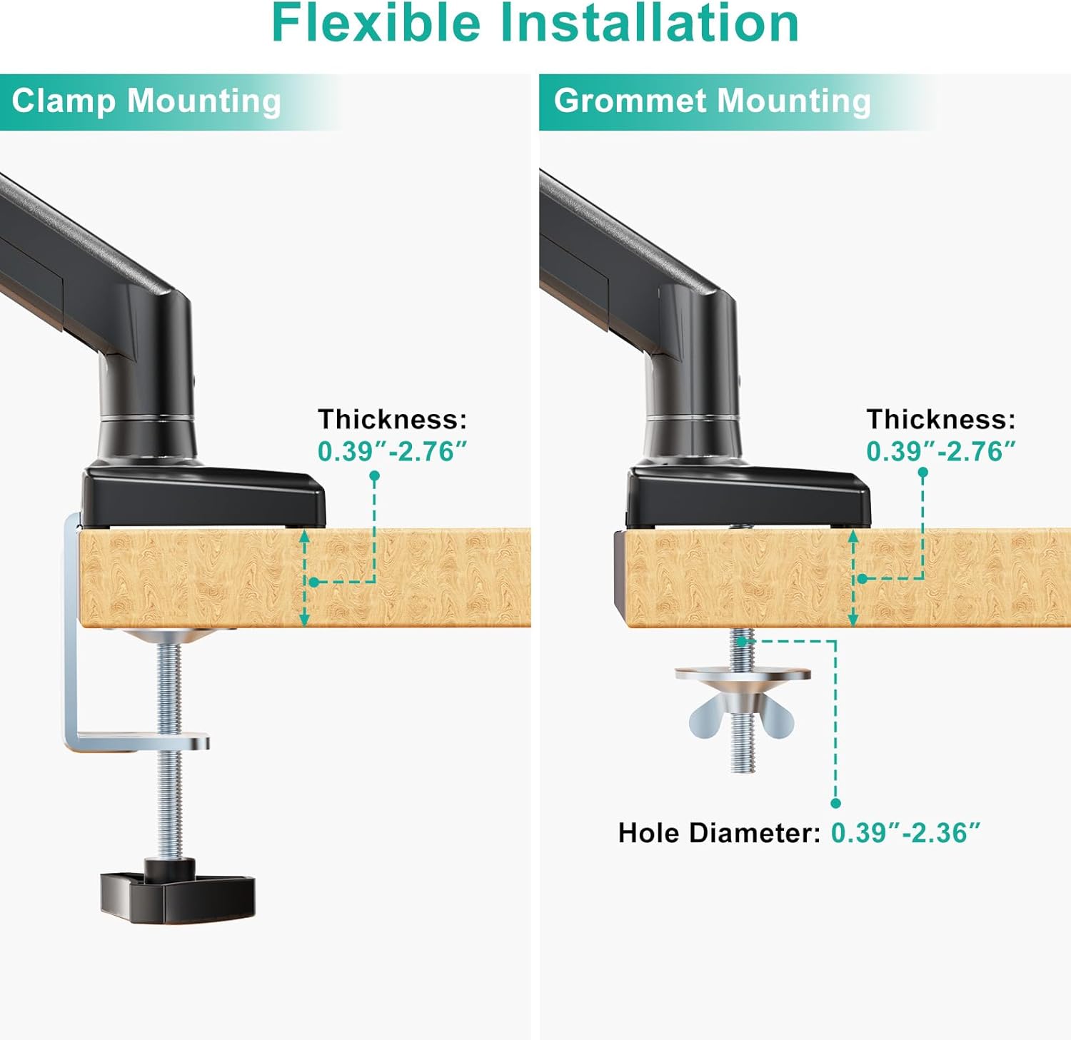 WALI Laptop Desk Mount, 2-in-1 Monitor Mount with Adjustable Laptop Tray, Fits Max 17" Notebook and 34" Computer Screen, Max Holds 22-26.4 lbs, Single Monitor Laptop Stand for Desk (GSMP001NLP), Black - Image 7