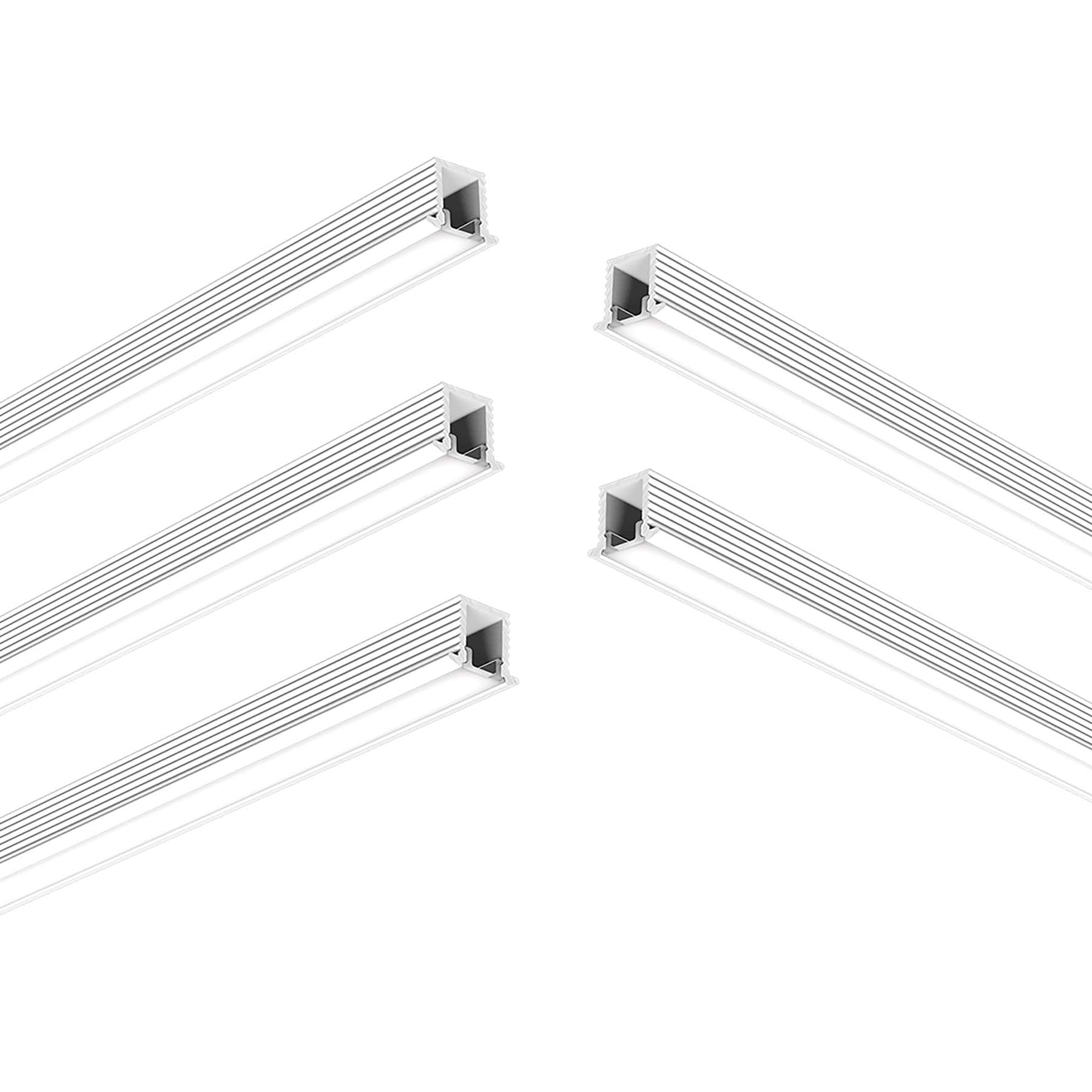G.W.S® Mini Recessed LED Profile, 5-Pack Aluminium Channel for LED Strip Light, 2 Metres 10.9mmx9.1mm (249-Y1010) — image 1