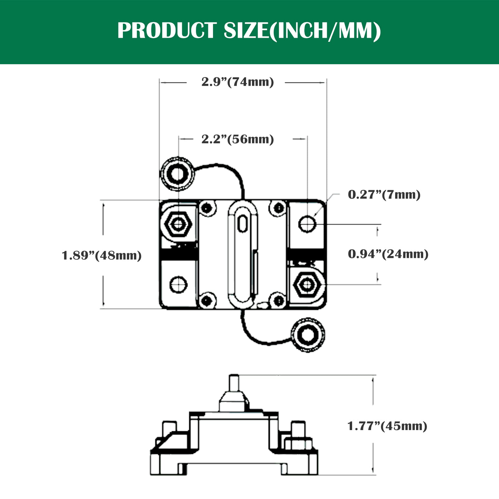 Wyłączniki do montażu powierzchniowego 40 A z ręcznym resetowaniem, 12 V-42 V DC, wodoodporne (40 A)