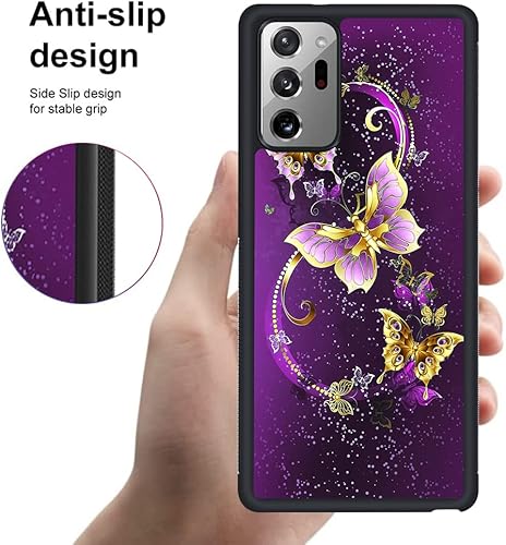 Miniatura 2 de SAKUULO Funda para Samsung Galaxy Note 20 Ultra 5G protector de pantalla  soporte diseño de mariposa morada textura de neumáticos antideslizante a
