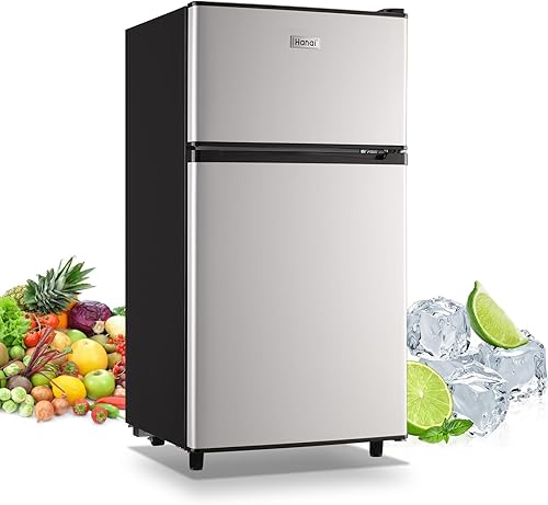 WANAI Refrigerador compacto de 3.5 pies cúbicos, diseño de 2 puertas, termostato ajustable, estantes extraíbles ajustables, refrigerador adecuado