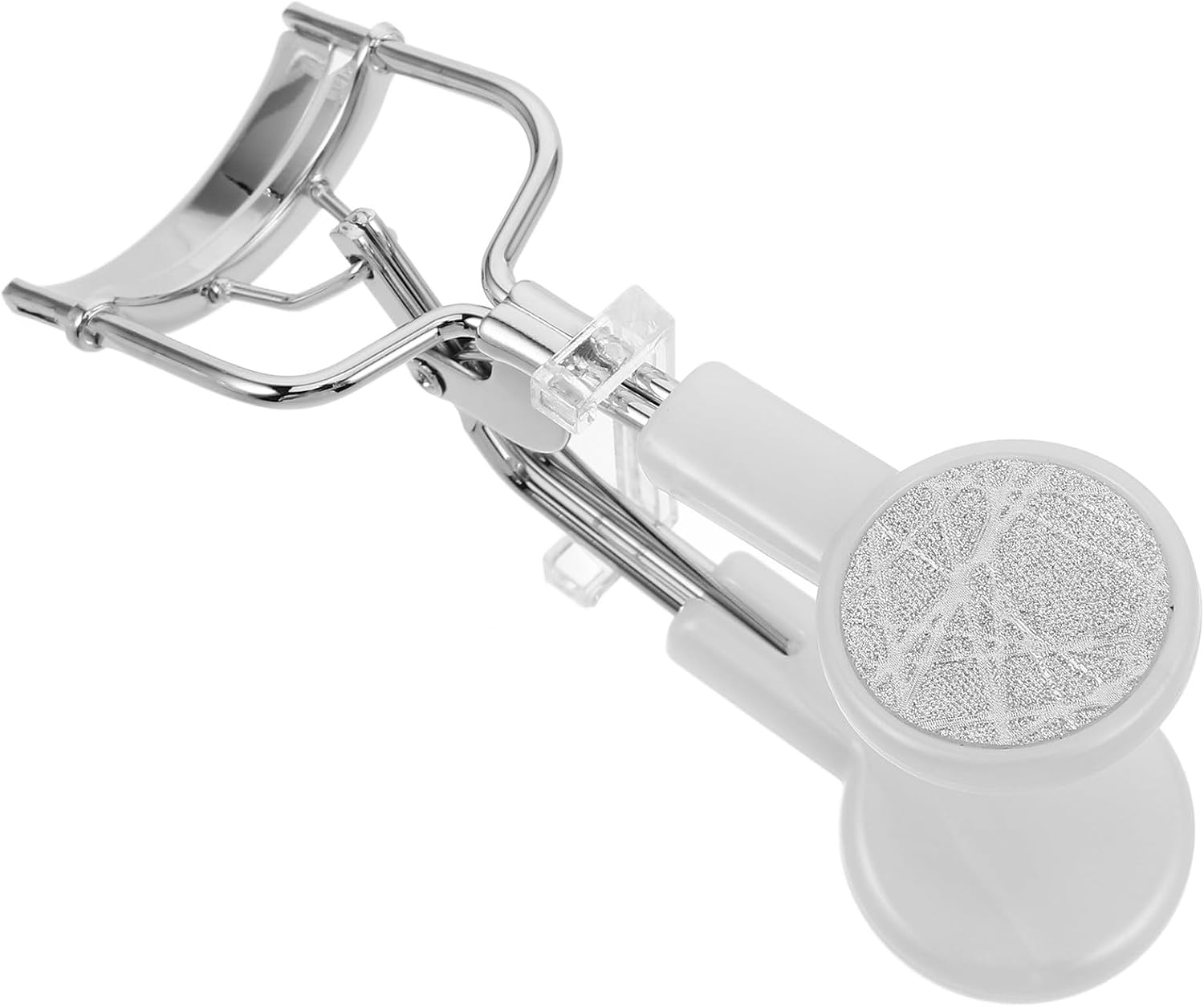 POPETPOP Glitter Stainless Steel Eyelash Curler with Replacement Pads, Silver Bling Travel Eyelash Curler for Hooded Eyes, Curling Tool Gift for Women