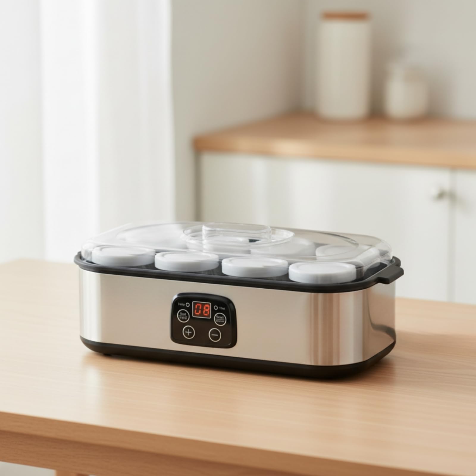 harayaa Yaourtière Électrique Machine Yaourt Fermentation Appareil Cuisine Inox Pots Verre Cuisson Douce et Arômes Naturels Maîtrisés Adaptée à la Famille Dessert Maison Petits Déjeuners Collation