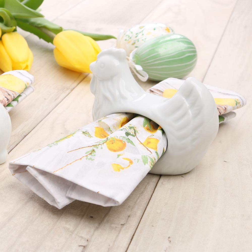 Holst Porzellan Lot de 6 Ronds de Serviette en Porcelaine Motif Pâques