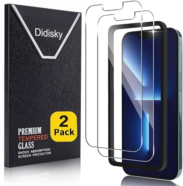 Didisky Tempered Glass Screen Protector Compatible with iPhone 13 Pro Max 6.7 - Inch/iPhone 14 Plus, [2 Pack] With Easy to Installation Tool,Soft Touch,Transparent