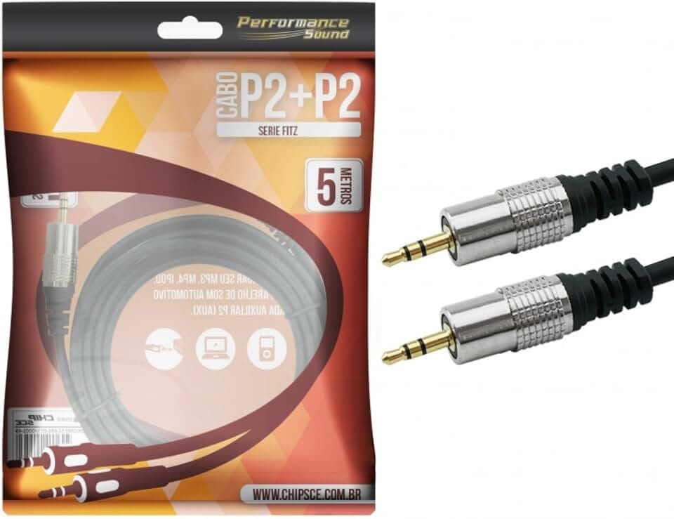 Cabo P2 Fitz - P2 + P2 Estereo Plug Metal - 5 Metros