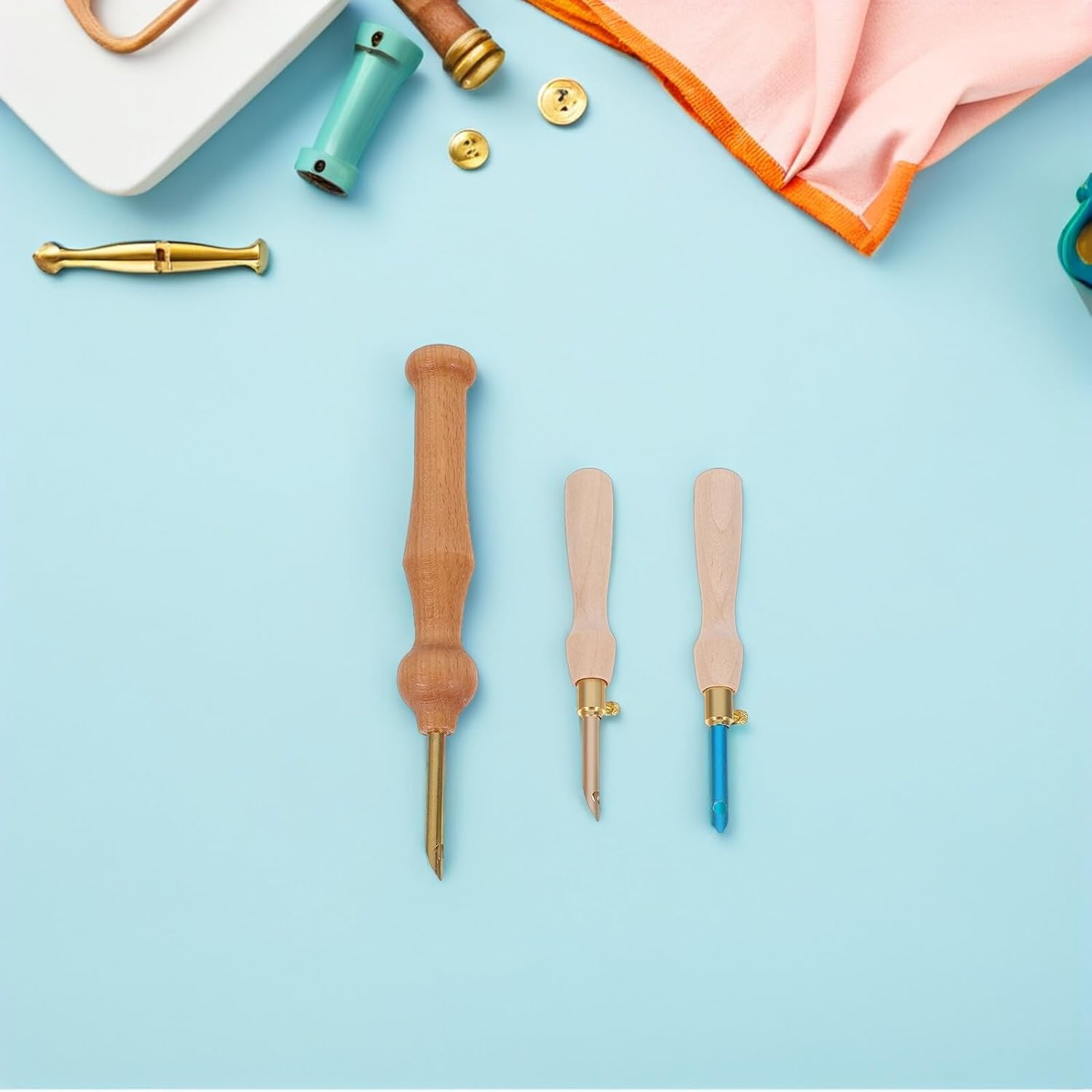 GLSTOY Adjustable Punch Needle Tool with Wood Handle for DIY Embroidery and Carpet Making, Handheld Stitching Needlework Supplies for Sewing and Knitting Craft Enthusiasts