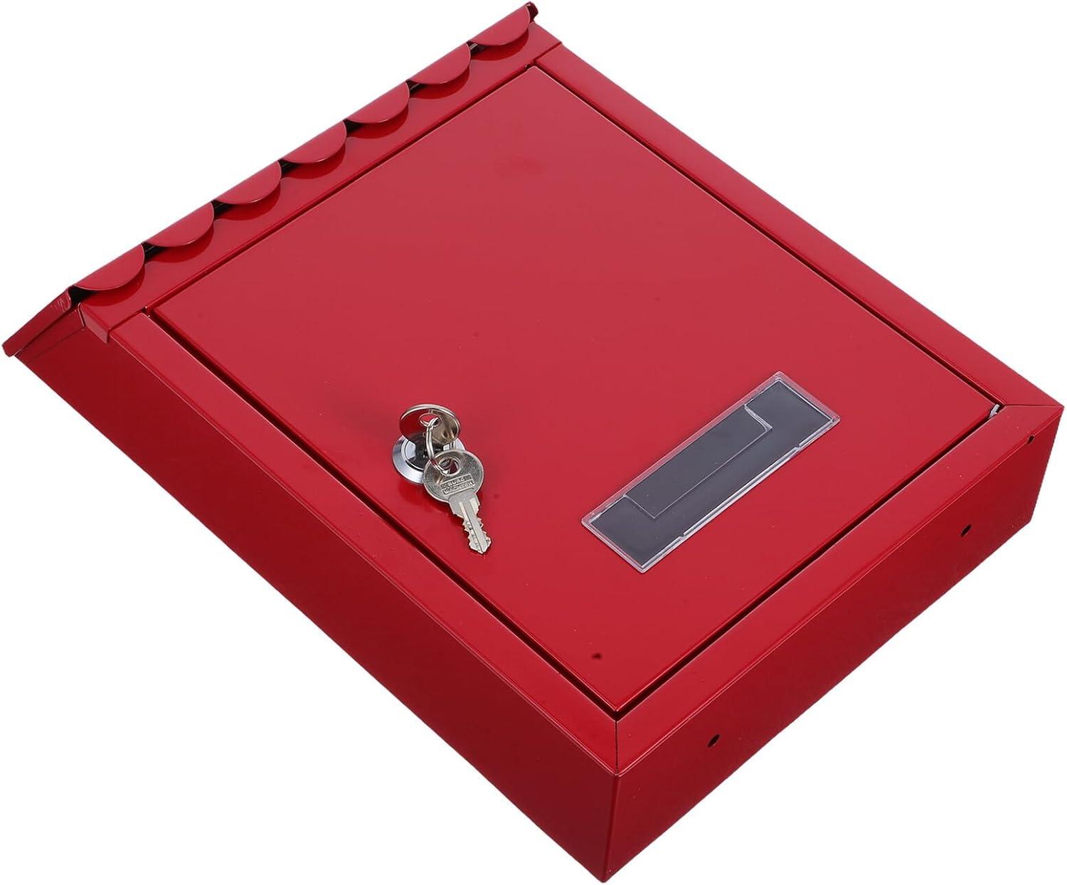 Veemoon Wall-Mount Mailbox with Lock, Heavy Duty Steel Hanging Mailbox for Home Use, Secure Locking Suggestion Box for Outdoor Wall Installation, Red