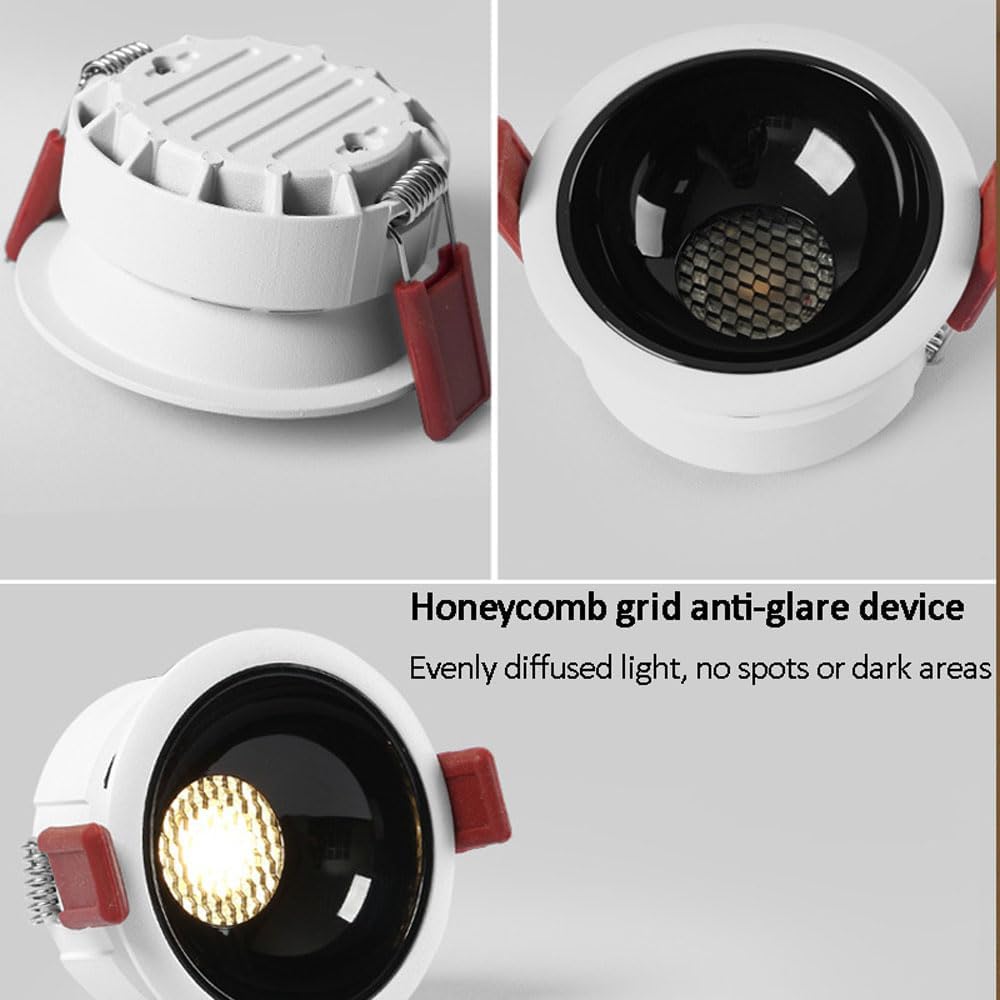 Pack of 10, 7W Dimmable 3.3 Inch Led Cob Energy Saving Recessed Ceiling Downlight,Baffle Trim,Ultra-Thin Round Aluminum Alloy Recessed Lights,White