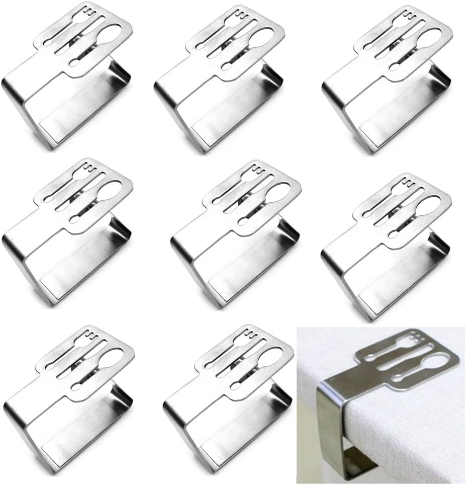 Wanfoou Table Cloth Clips,8 Pack Tablecloth Clips, Stainless Steel