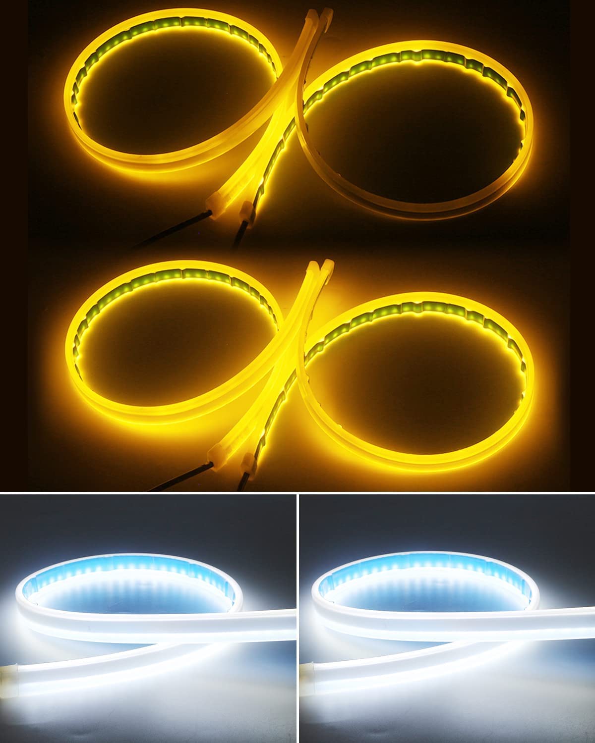 Led YM E-Bright LED Strip Lights &ndash; Switchback DRLs For Cars, SUVs &amp; Motorcycles (2x24", Amber/Red) Turn Signal Bulb