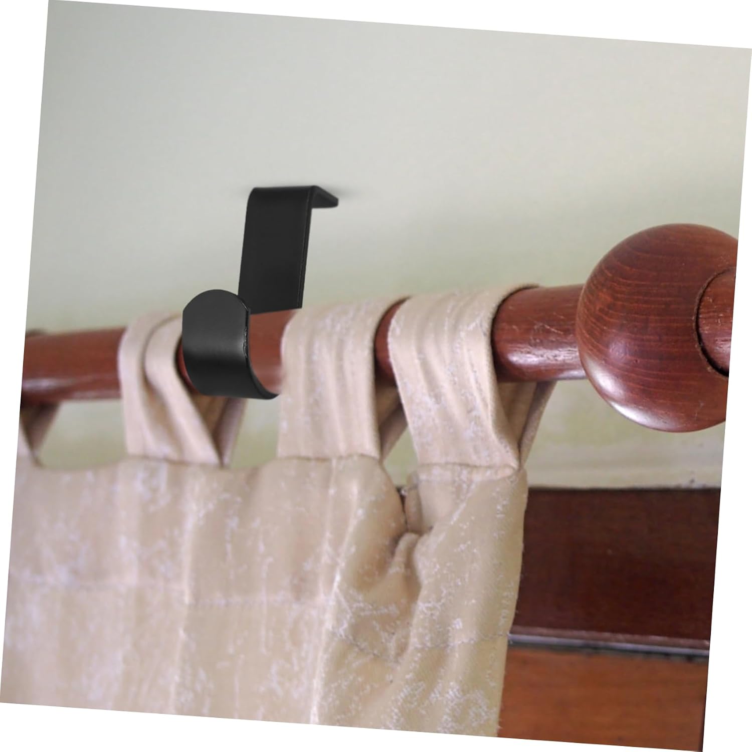 WOONEKY 3pcs Black Curtain Rod Accessories Heavy Duty Bracket Wall Hanging Drapery Rod Holders Window Hardware