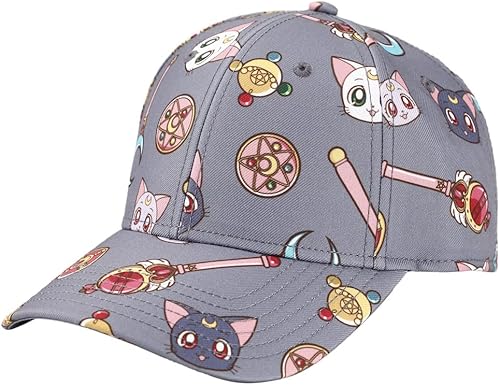 Bioworld Sailor Moon Cats & Symbols All Over Print Snapback Hat Gris disponible en Yaxa Colombia