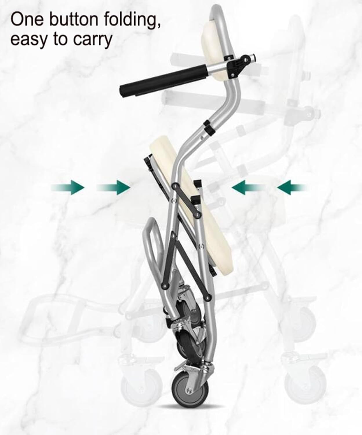Commode Toilet Chair with Wheels, Bedside Commodes for The Elderly, Disabled Shower Chair with Wheels, Commode Shower Wheelchair with Footrest