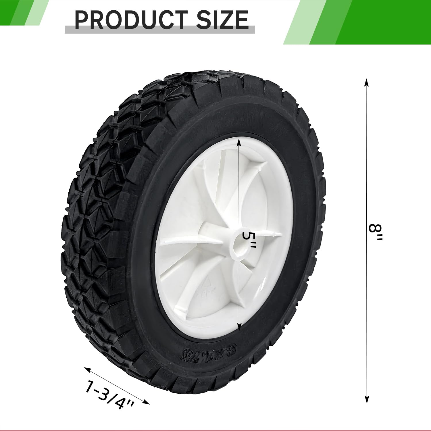2 ruote in plastica da 20,3 cm di ricambio per Oregon 72-108, 8 x 175, ruota universale per barbecue, camion a mano, tosaerba, radio, flyer wagon, carrello multiuso