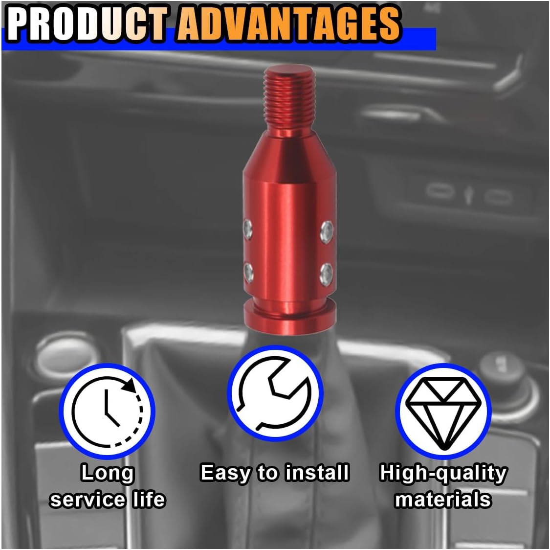 LAINLOY Universal Shift Knob Adapter, M12x1.25 Aluminum Car Gear Shift Knob Adapter, Manual Automatic Shifter Knobs Boot Retainer Gear Stick Connector for Non-Threaded Shifters (Red) image 4