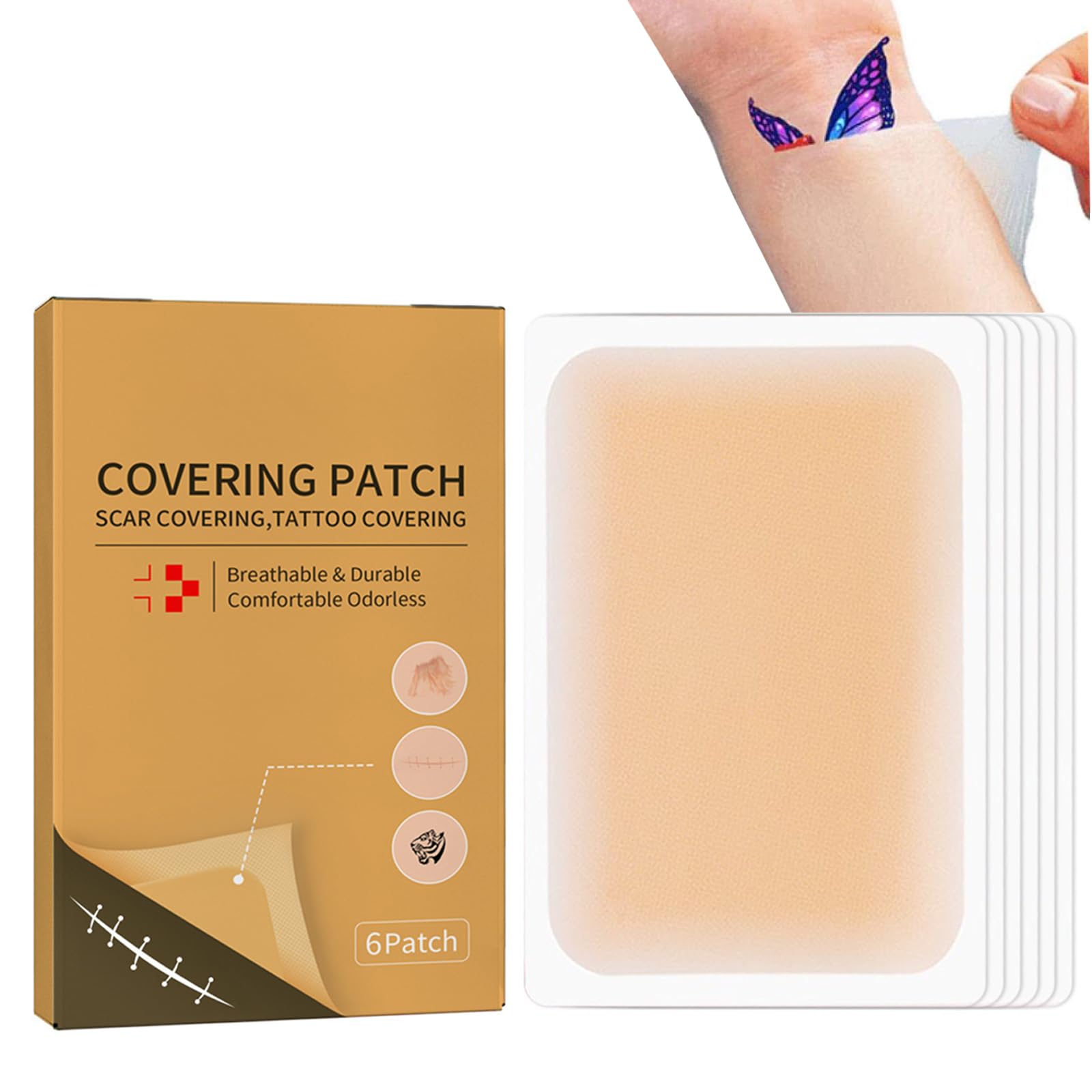 Waterproof & Sweatproof Ultra Thin Tattoo Cover Up Tape - Breathable, Natural Skin Concealer Sticker Patch for Covering up Tattoos, Scars, Dark Spots & Birthmarks
