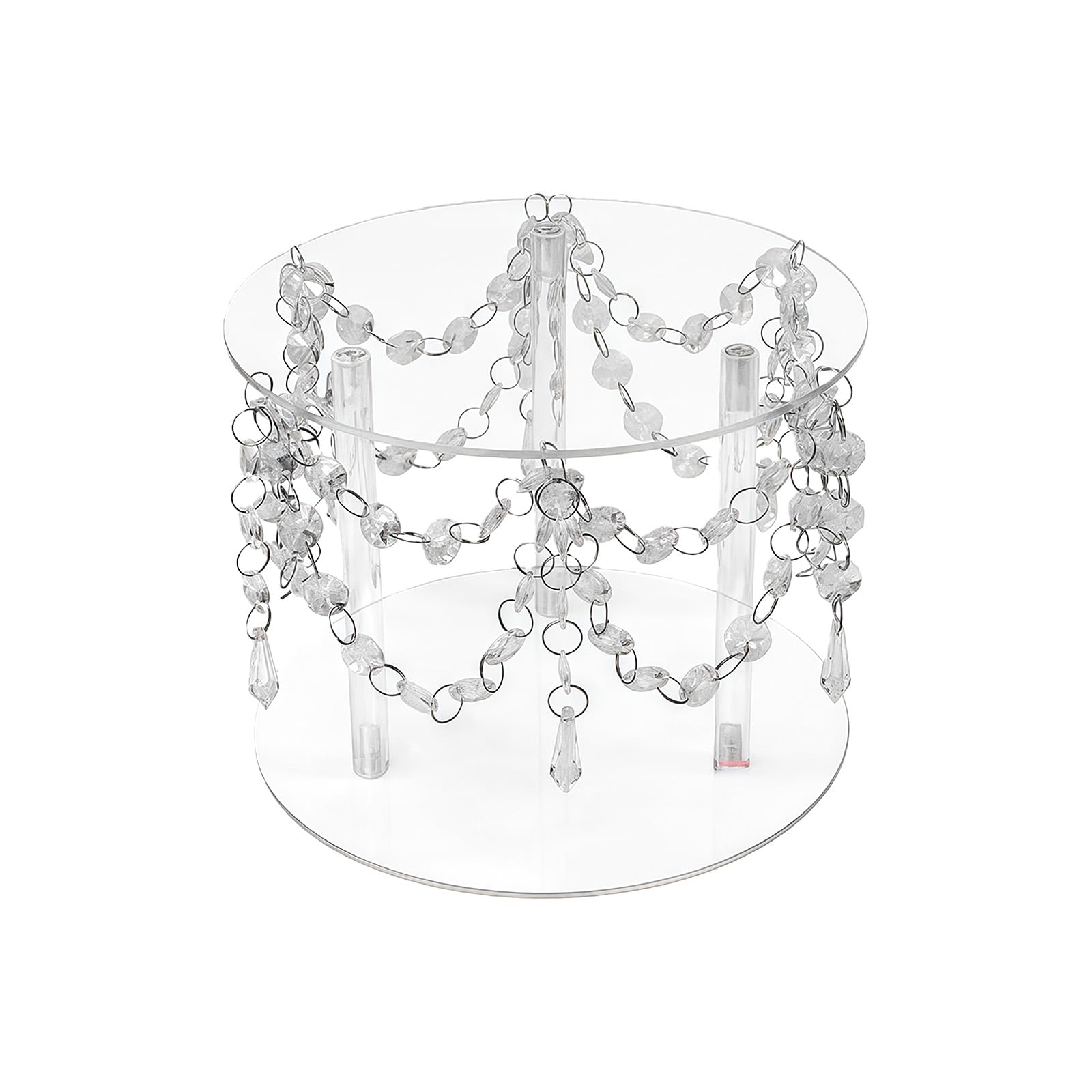 WGBOSMG Clear Acrylic Cake Stand with Crystal Beads Chain for Showcasing Cupcakes Macarons and Pastries Dessert in Gatherings Party Stand