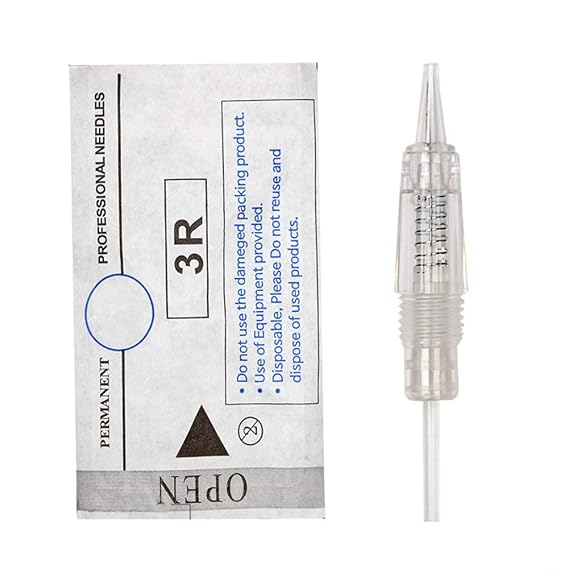 10PCS 1RL Permanent Makeup Clear Tattoo Needle Cartridges for Eyebrow Tattoo Machine (1R)