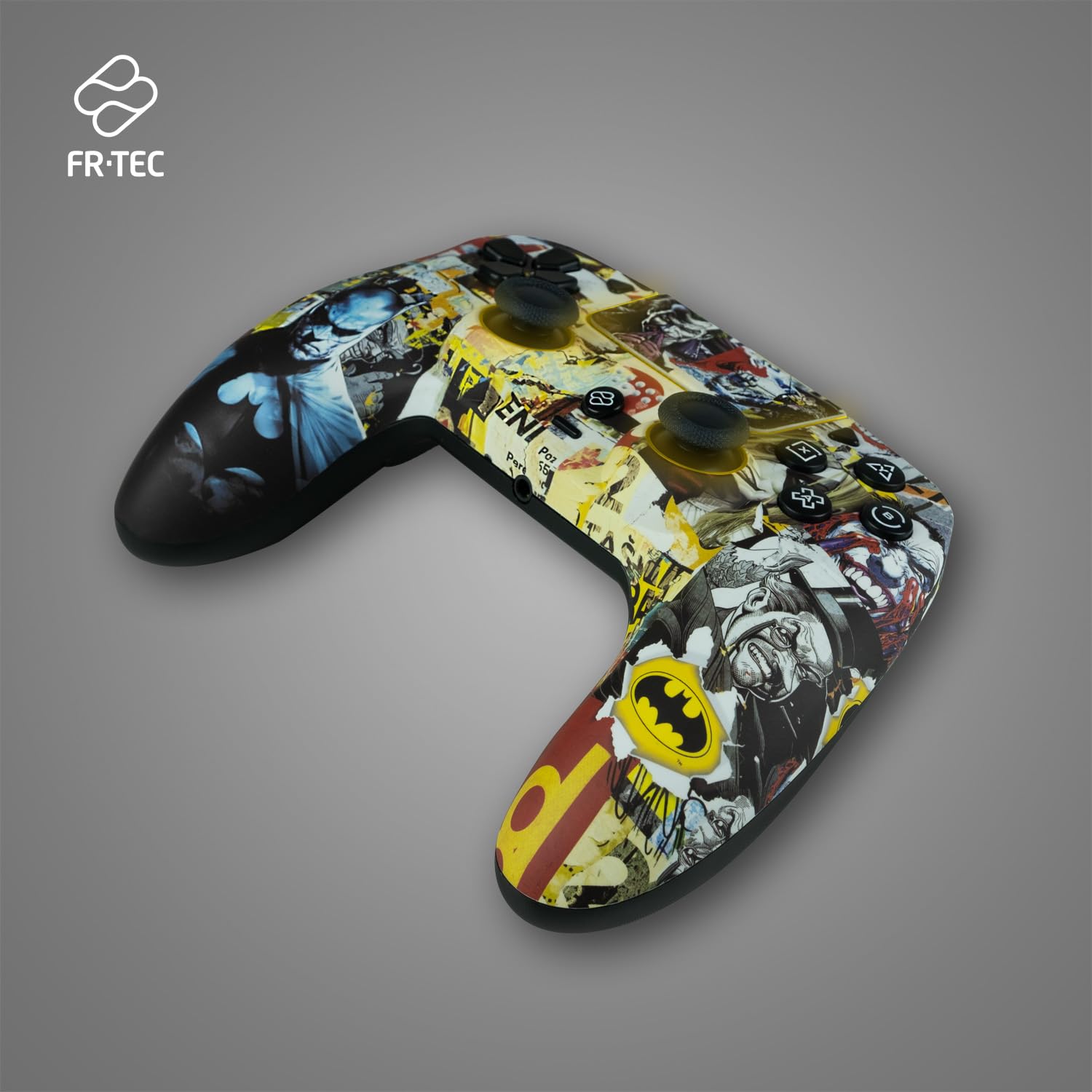 FRTEC – Mando Inalámbrico con Luz LED RGB Compatible con PC y PS4, Gamepad Bluetooth, Batería 950mAh, 10 horas de autonomía (Batman)
