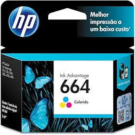 Cartucho de Tinta HP 664 Colorido Original (F6V28AB) Para Impressora Deskjet 2136, 2676, 3776, 5076, 5276