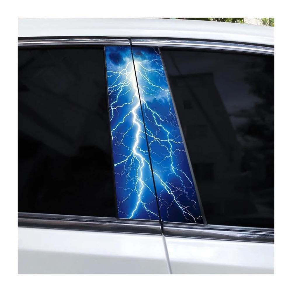 Body Parts 2PCS Car Center Pillar Vinyl Waterproof Stickers Lightning DIY Car B-Pillar Decals(D)