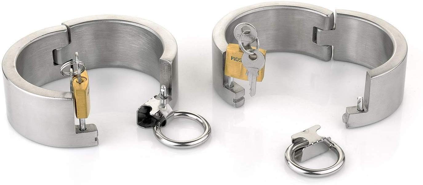 Handschellen Sex Edelstahl Handfesseln Echt Bondage Extrem Frauen Handgelenk Restraint Mit Schloss und Schlüssel Sklave Fesselspiel Erotik Sexspielzeug für Damen Paar Abschließbar,Frauen 4.7 * 5.7cm