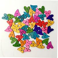 Vista 9 de COHEALI 100 botones de madera en forma de corazón para manualidades, botones de costura decorativos en forma de corazón a granel para accesorios