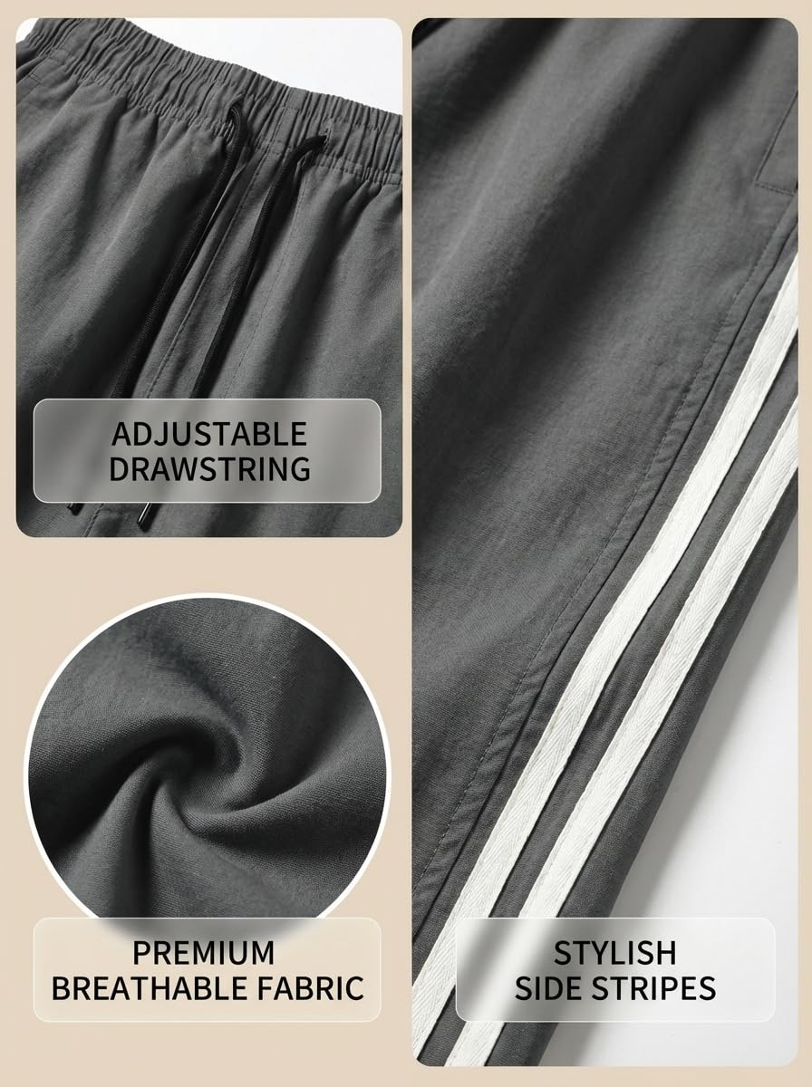 Pantalones de chándal holgados para hombre, pantalones casuales a rayas laterales, ropa de calle con bolsillos — view 2