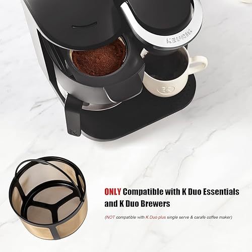 Miniatura 3 de TURLEE Filtro de café reutilizable que se adapta a la mayoría de cafeteras de 8 a 12 tazas de 4.13 x 3.82 x 2.24 pulgadas, cesta de malla dorada