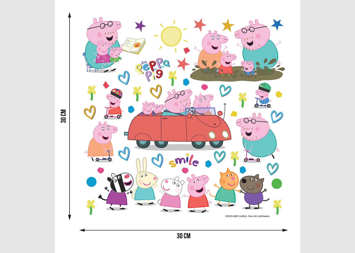 ADKS 3848 naklejka na ścianę do pokoju dziecięcego Peppa Pig, naklejka na ścianę dla chłopca dekoracja od AG Design 30 x 30 cm