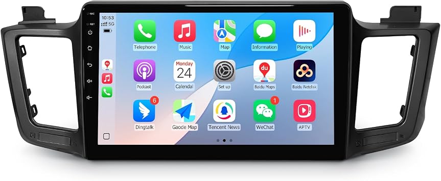 Car Stereo Radio for Toyota RAV4 2013 2014 2015 2016 2017 2018 6GB+12GB 10.2" Touch Screen Car Stereo Radio with Wireless Carplay, 14 Android Auto, GPS Navigation Head Unit, Bluetooth