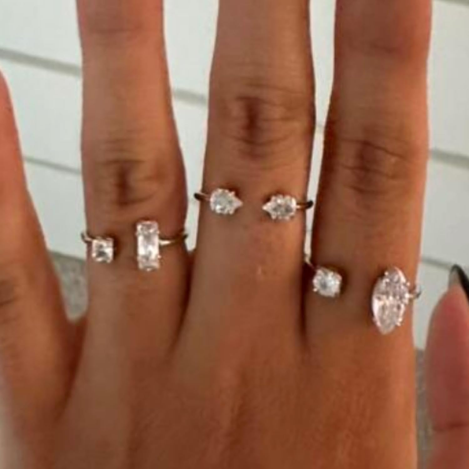 Cubic Zirconia Rings Boho Adjustable Statement Fashion Jewelry Wedding Rings Engagement Ring Anniversary Birthday Gifts for Women - Image 7