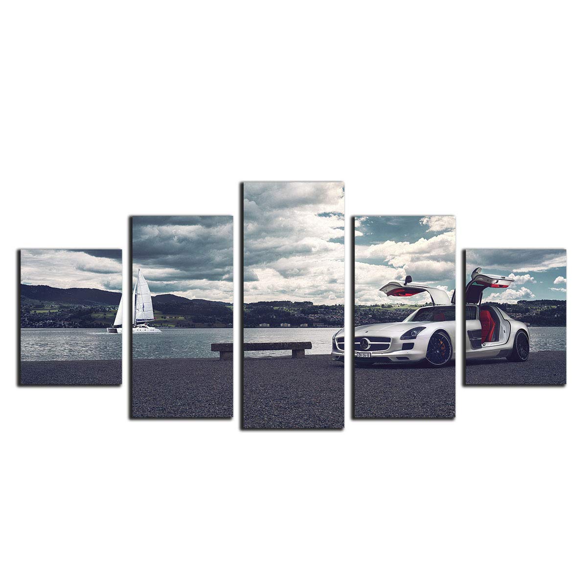 Affiche Benz voiture de sport de prestige - Peinture sur toile art mural 75x150 cm