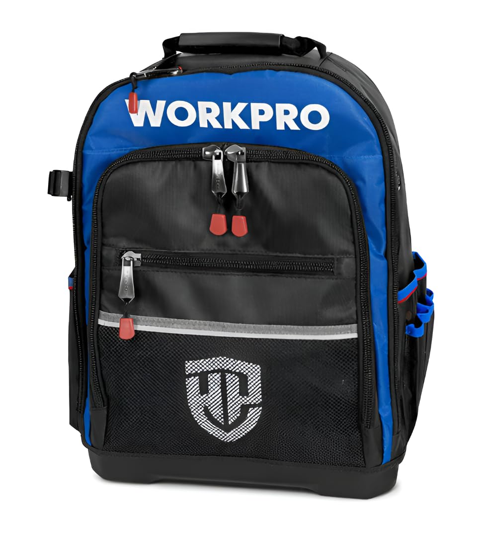 WORKPRO Mochila de herramientas con bolsillos reforzados de poliéster
