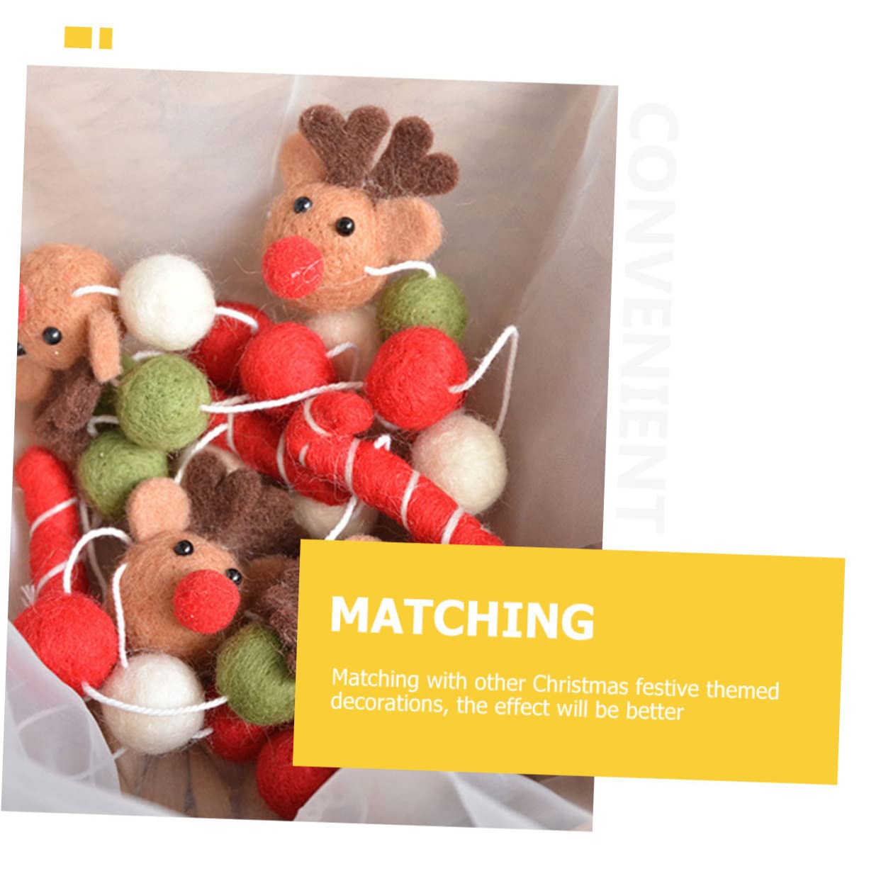 IMIKEYA 5 Saiten Weihnachtskugel-spieße Aus Filz Weihnachtsbaum-anhänger Weihnachtsschmuck Weihnachtsbaumschmuck Hängende Verzierung Kamin-pom-pom-Banner Weihnachtsbommelgirlande Füllstoff