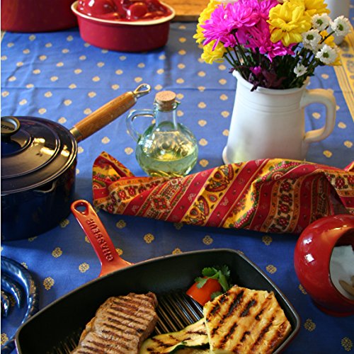 Chasseur 12-Inch Red Rectangular French Enameled Cast Iron Grill Pan #TOP4