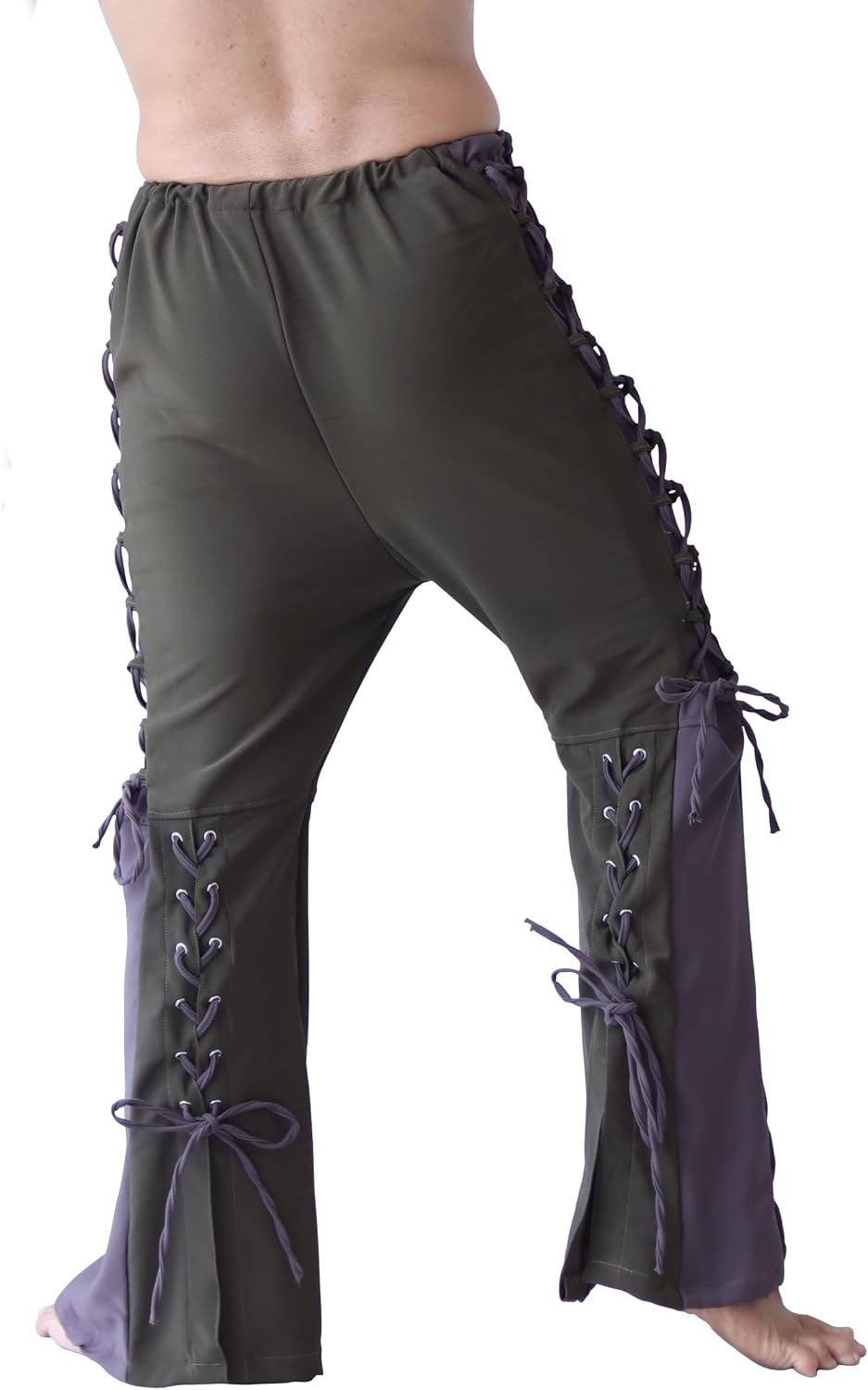 New World Native Flare Pants Pullstring Waist Medieval Steampunk Lace Up