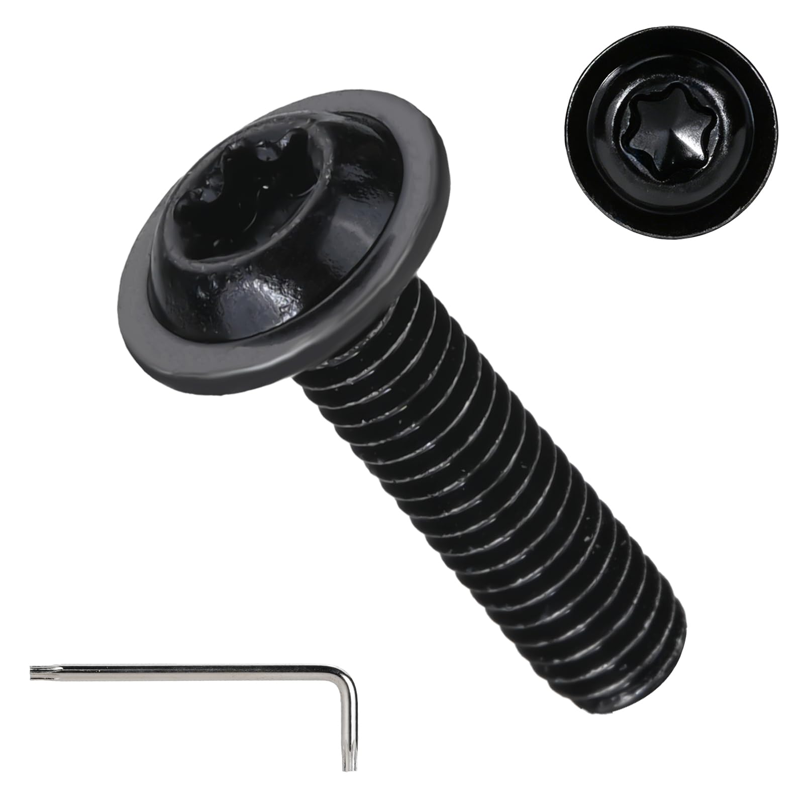 Home DIYer 20Pcs M4 x 16mm Torx Pan Head Flange Screws, Black Zinc Plated 304 Stainless Steel Machine Screws with T20 Torx Wrench for Furniture, DIY, Metal & Wood Assembly