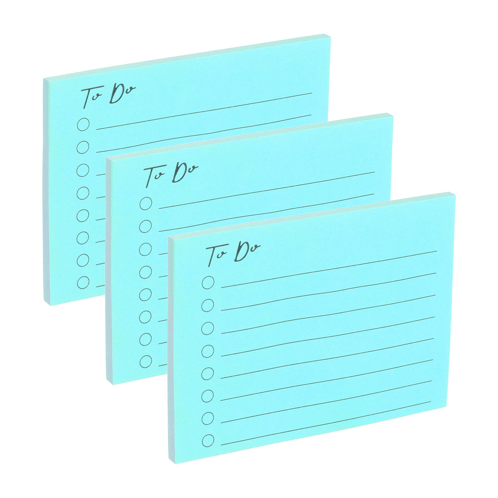 PATIKIL 4x3 to Do Lined Sticky Notes, 3 Pad Daily to Do List Notepads Sticky Notes, Checklist Message Self-Stick Pads for Home Office Reminders Lists Planning, Light Blue, 50 Sheets/Pad