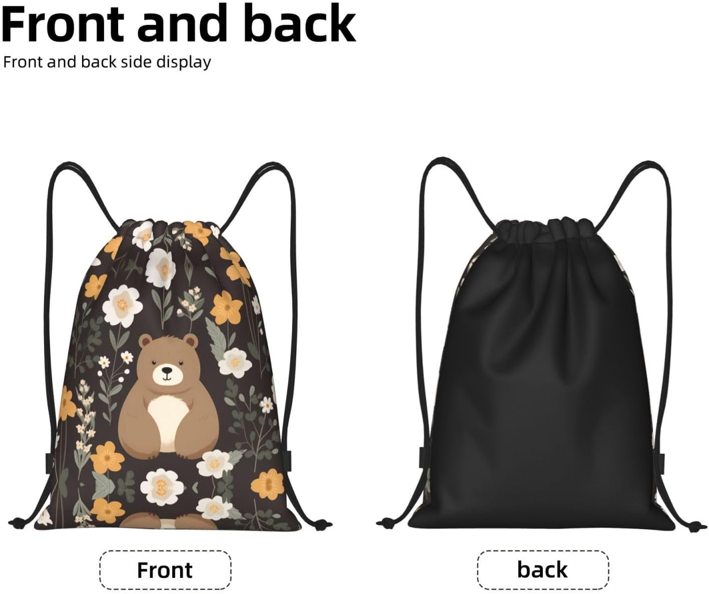 Funny Bear Foldable drawstring backpack, lightweight storage bag - large-capacity fitness travel bag image 4