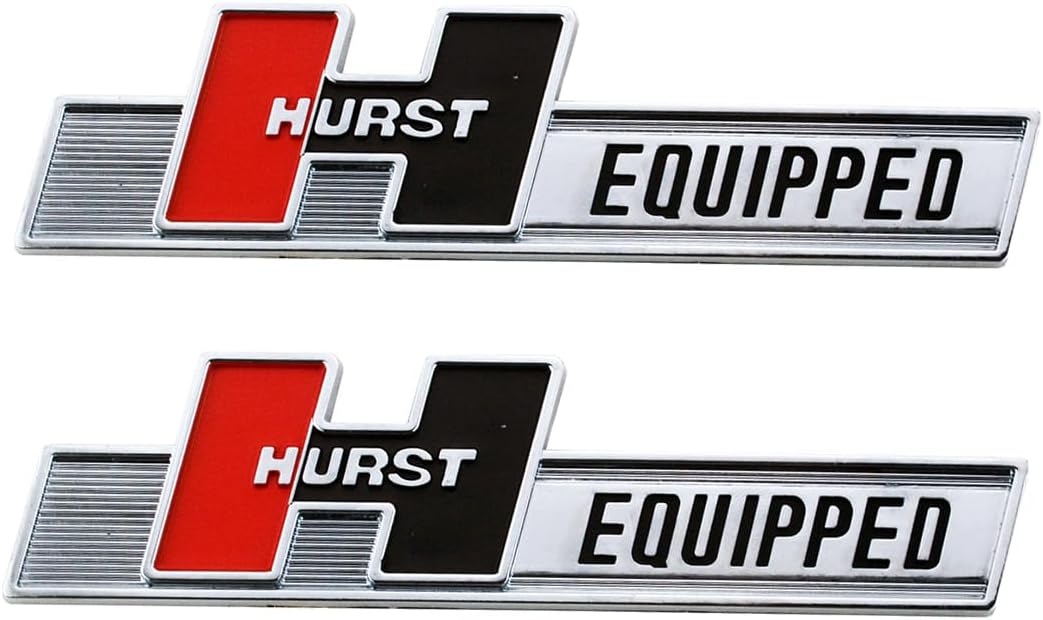 2Pc Hurst Equipped Emblem 3D 1361000 Shifter Badge Logo Nameplate