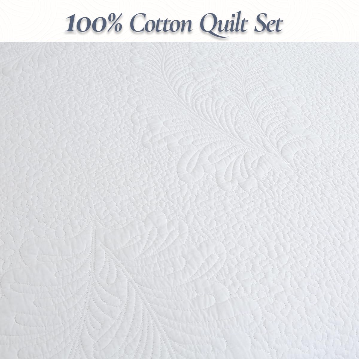 Cozy Line Home Fashions 100% Cotton Victorian Medallion Solid White Matelasse Embossed Bedding Quilt Set, Reversible Lightweight Bedspread, Coverlet for All Season (Blantyre - White, King - 3 piece): Palm Leaf - White King - 3 piece