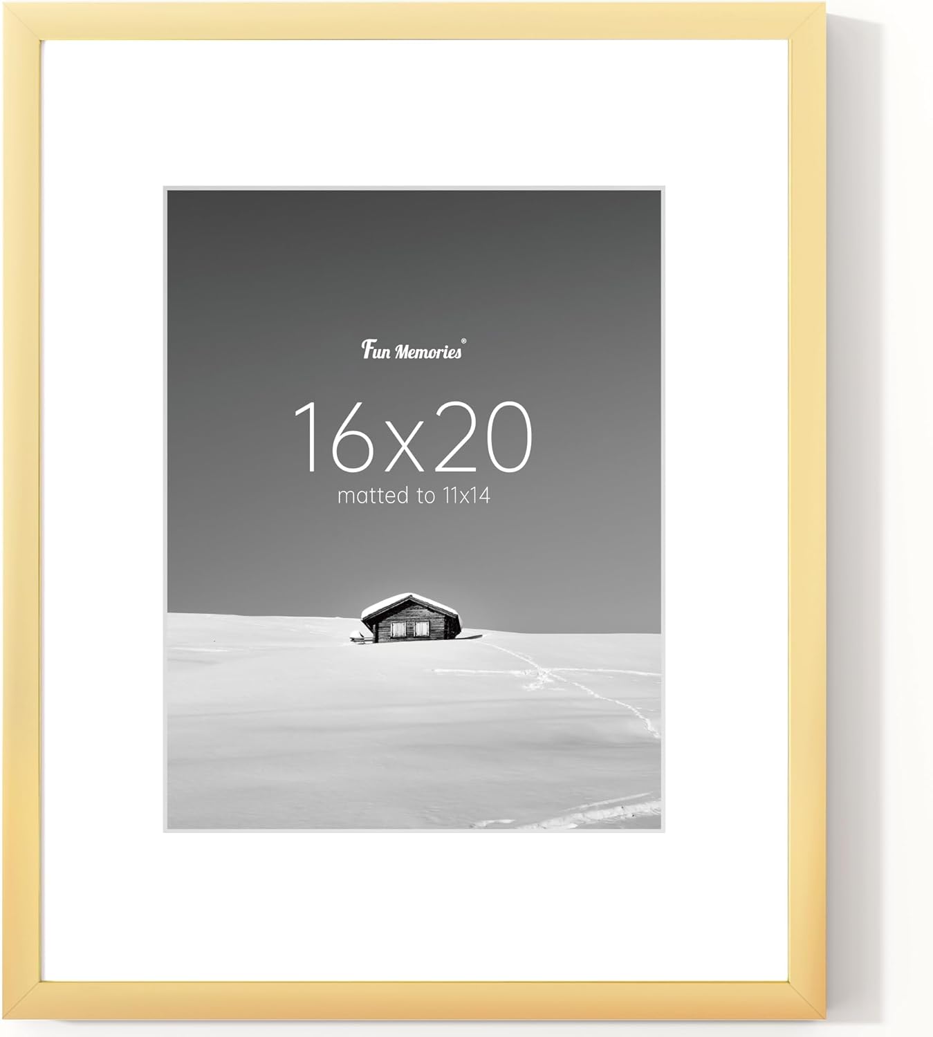 Fun Memories 16x20 & 11x14 Picture Frame, Display Pictures with Mat or Without Mat, 16x20 Poster Frame for Wall Hanging Horizontally and Vertically, Gold, 1 Pack Gold 16x20-1P