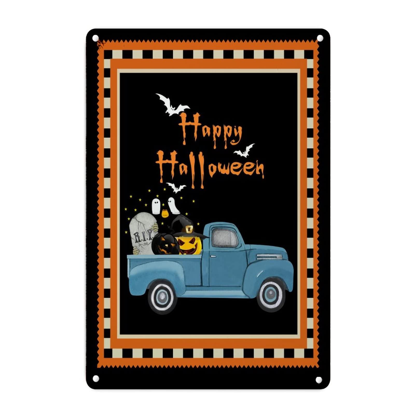 Panneau Halloween en métal déco effrayante de salon 45x30 cm