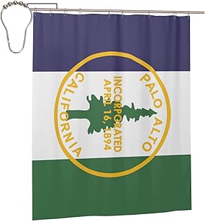 Flag of Palo Alto, California Shower Curtain for Bathroom 72x60 Inches Waterproof Fabric Shower Curtain Premium Bathroom Accessories Heat Resistance