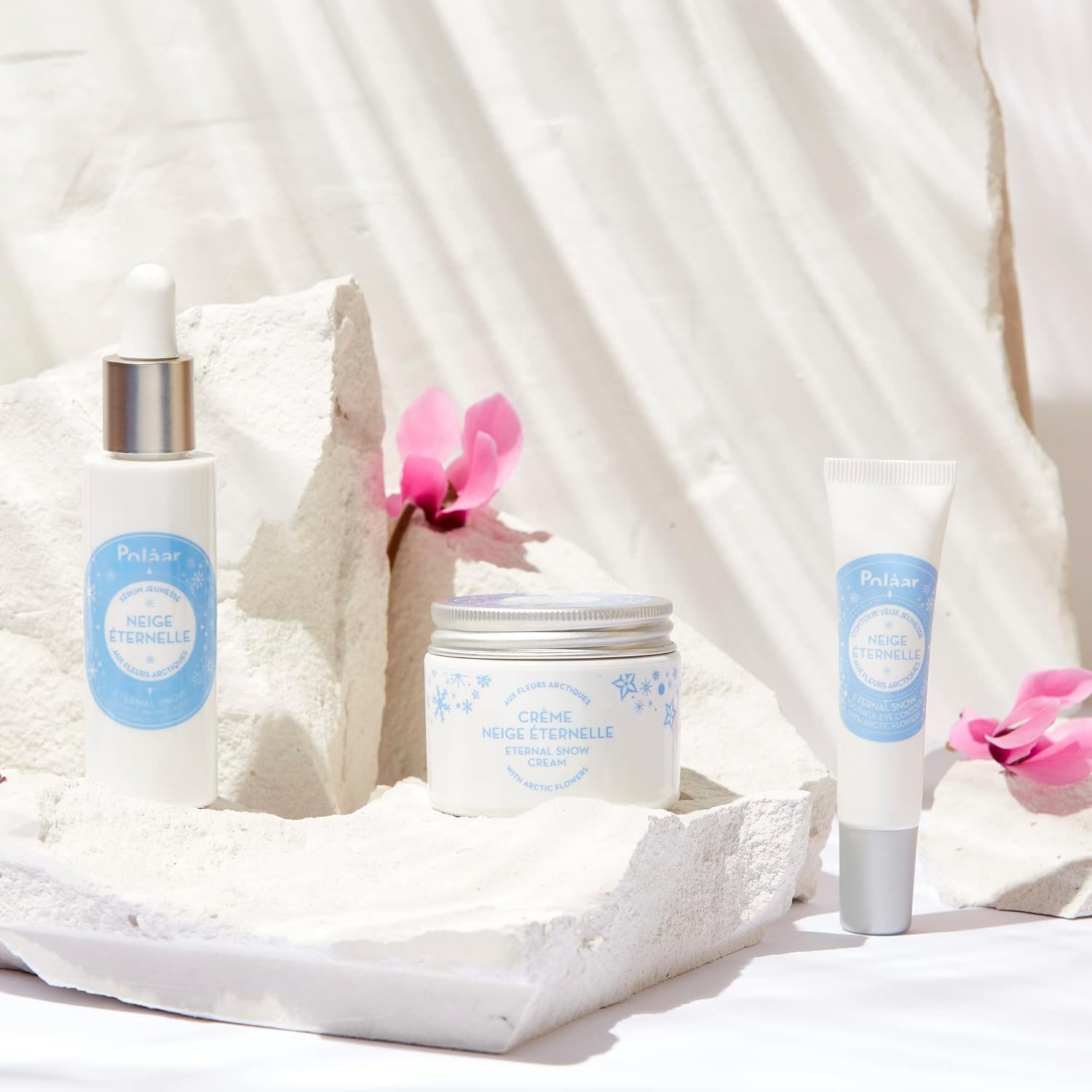 Polåar - Coffret Cadeau Neige Éternelle aux Fleurs Arctiques - Soins Anti-âge : Crème Visage 50 ml + Contour des Yeux 15 ml - Lissent rides et ridules, Raffermissent - Naturel, Vegan, Made in France