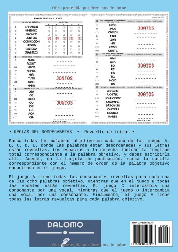 Miniatura 2 de Libro de pasatiempos para personas mayores. Revuelto de Letras El regalo más ameno para dar todo tu cariño a los que más quieres. Letra muy grande.