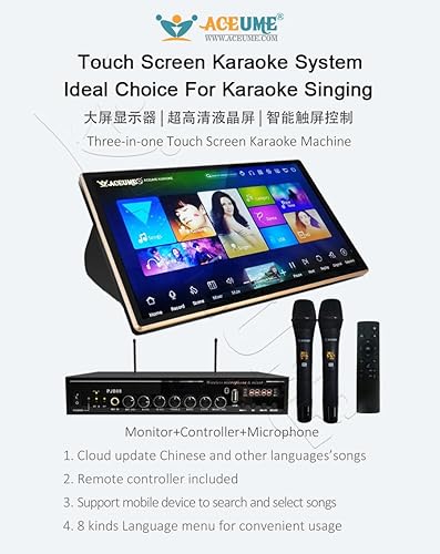 Miniatura 3 de 8TB HDD 160K Inglés Chino Janpanese Taiwanés Canciones cantonesas 19" Pantalla táctil Máquina de karaoke Mezclador de karaoke Individual Micrófono